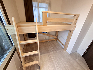 �����̂���x�b�h�t���[���Ǝ΂߃n�V�S�̊����ʐ^